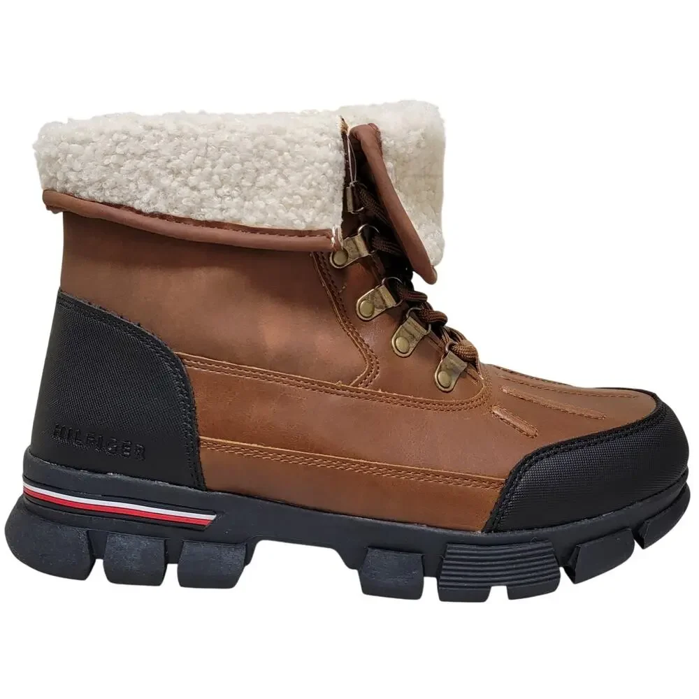 Tommy Hilfiger Men Idan Faux Shearling Duck Boots Size US 8.5M Medium Brown